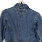 Womens Blue Denim Light Wash Collared Long Sleeve Jean Jacket Size M image number 4