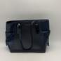 Michael Kors Womens Navy Blue Leather Pockets Bottom Stud Double Strap Tote Bag image number 1