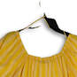 NWT Womens Yellow Striped Square Neck Button Front Blouse Top Size Large image number 4