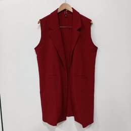 Meaneor Sleeveless Red Open Front Vest Jacket Size XL - NWT