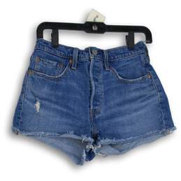 Womens Blue Denim Distressed 5-Pocket Design Cut-Off Shorts Size W27