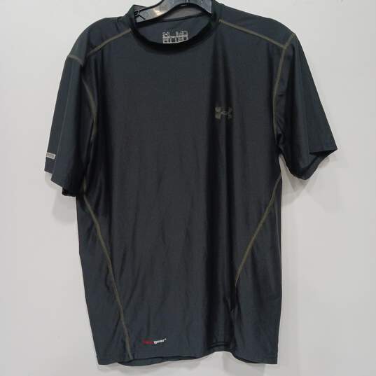 Mens Black Heatgear Short Sleeve Crew Neck Pullover T Shirt Size Medium image number 1