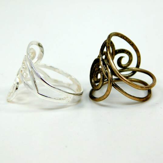 Artisan 925 Open Scrolled Post & Hoop Earrings & Spirals Bypass & Band Rings 17.2g image number 10