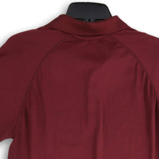 Mens Burgundy Short Sleeve Spread Collar Golf Polo Shirt Size Medium image number 2