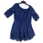 NWT Womens Blue Eyelet Short Sleeve Waist Belted One-Piece Romper Size L image number 2