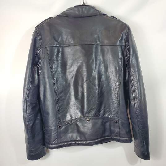 Karl Lagerfeld Men Black Leather Jacket M image number 2