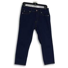 Tahari Womens Blue Denim 5-Pocket Design Straight Leg Jeans Size 8/29
