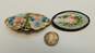 Vintage Russian Hand Painted Floral Wood Scalloped & Oval Brooches Variety 13.4g image number 5