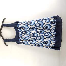 Maggy London Women Blue Mutilcolor Sleeveless Midi Dress M 8 NWT