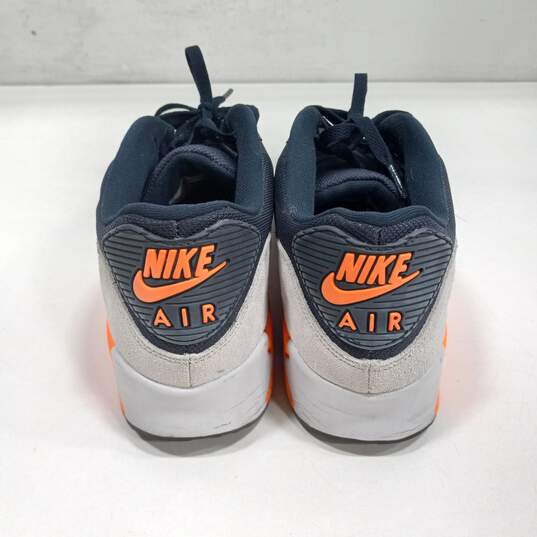 Men's Navy, Gray & Orange Nike Air Max 90 Hyperfuse Shoes-12 image number 4
