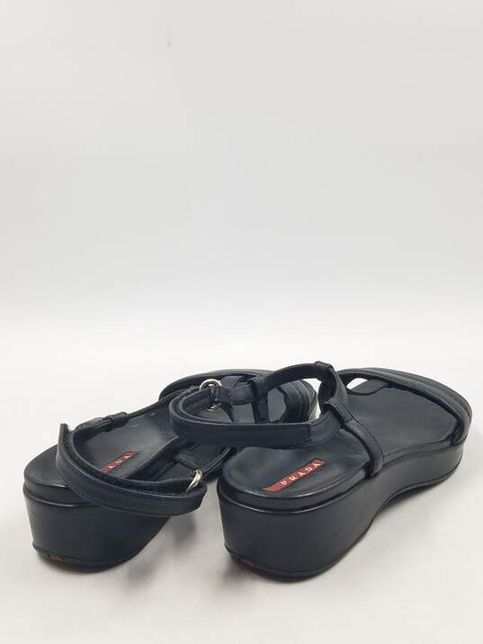 Authentic Prada Black T-Bar Platform Sandals W 6 image number 4