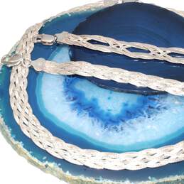 Sterling Silver Braided Herringbone Necklace And Bracelet Set - 42.10g