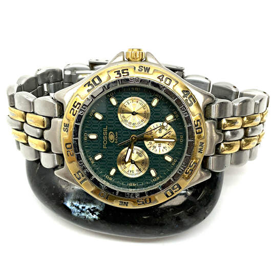 Designer Fossil BQ-8776 Green Dial Stainless Steel Quartz Analog Wristwatch image number 1