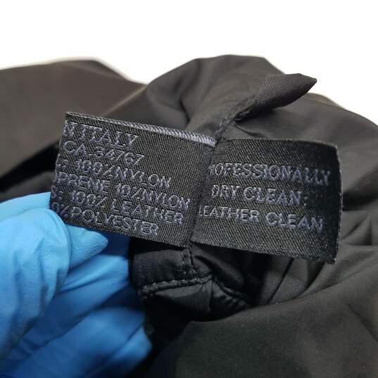 AUTHENTICATED Prada Milano Black Nylon & Leather Jacket Size 38 image number 4