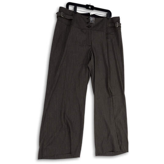 NWT Womens Gray Black Pinstripe Pleated Front Straight Dress Pants Size 18 image number 1
