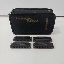 4 Vintage Piedmont Blues HOHNER Harmonicas in Case