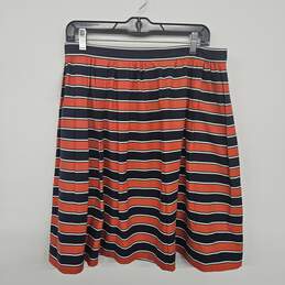 Blue White Red Striped Pleated Skirt