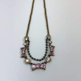 Designer Betsey Johnson Gold-Tone Pink Crystal Lobster Clasp Chain Necklace alternative image