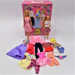 Vntg Mattel Barbie & Skipper Dolls With Clothes & Case