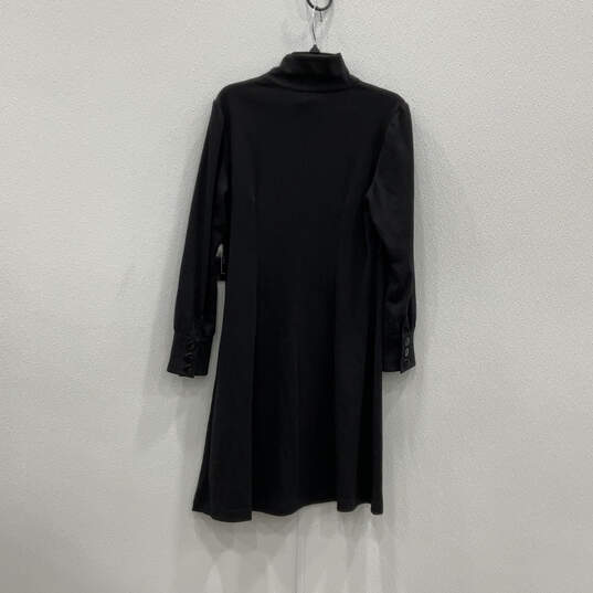 NWT Womens Black Long Sleeve High Neck Short Sheath Dress Size 14P image number 2