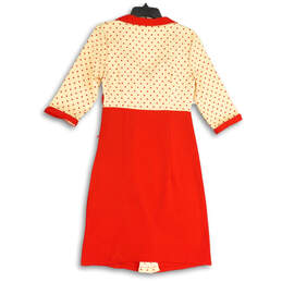NWT Womens Red Yellow Short Sleeve Polka Dot Shift Dress Size Medium alternative image