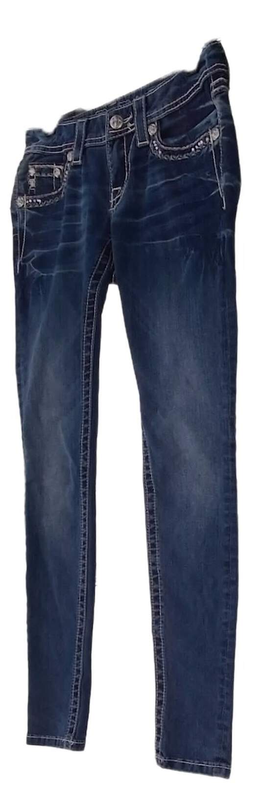 Womens Blue Medium Wash Pockets Denim Skinny Jeans Size 26 image number 2
