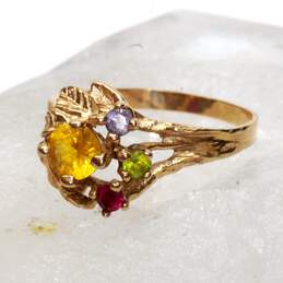 10K Yellow Gold Multi Gemstone Accent Yellow Sapphire Ring Size 10