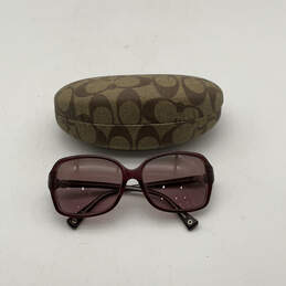 Womens HC 8009 Purple Full Rim Gradient Lens Square Sunglasses With Case