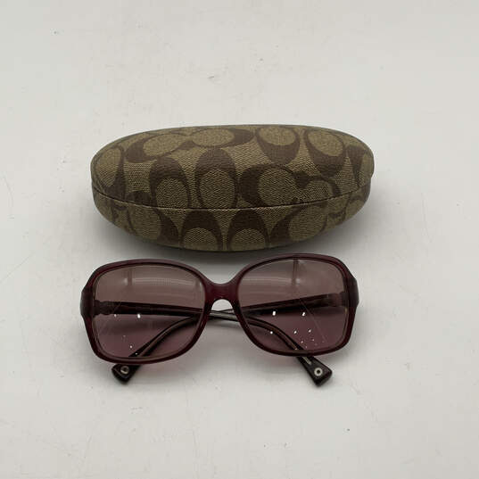 Womens HC 8009 Purple Full Rim Gradient Lens Square Sunglasses With Case image number 1