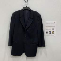 Giorgio Armani Mens Black Notch Lapel Three-Button Blazer Size 41R With COA