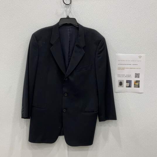 Giorgio Armani Mens Black Notch Lapel Three-Button Blazer Size 41R With COA image number 1