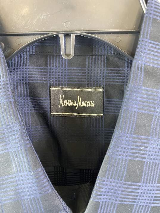 Neiman Marcus Men Blue Plaid Button Up XXL image number 3