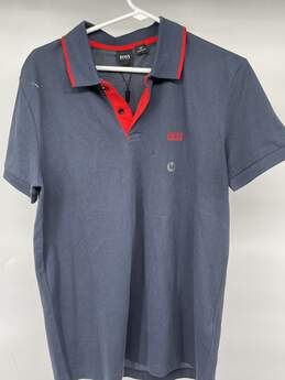 Mens Blue Cotton Short Sleeve Collared Golf Polo Shirt Size M T-0488819-E