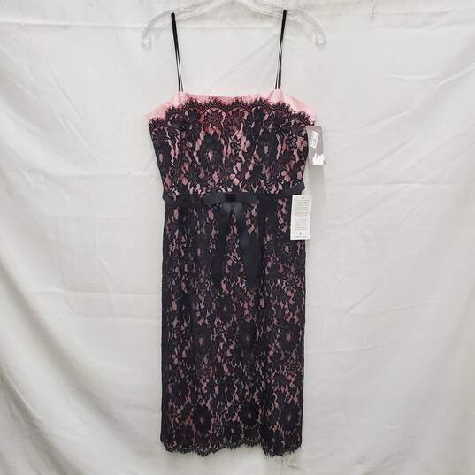 NWT Laundry WM's Sleeveless Black Lace & Pink Lining Cocktail Dress Size 8 image number 1