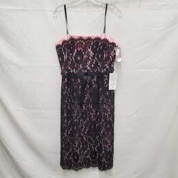 NWT Laundry WM's Sleeveless Black Lace & Pink Lining Cocktail Dress Size 8