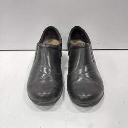 Clarks Collection Soft Cushion Leather Upper Side Zip Black Comfort Shoes Size 9