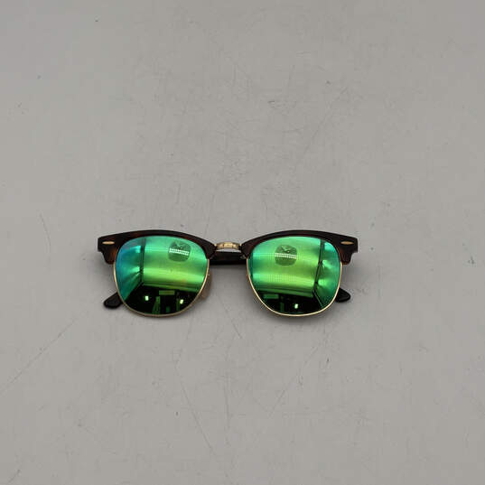 Mens 51021 Brown Blue Half Frame UV Protection Clubmaster Sunglasses image number 1