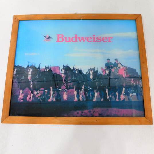 Vintage Anheuser Busch Budweiser Clydesdale Horses Advertising Bar Sign Man Cave Barware Decor image number 1