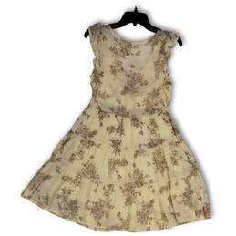 NWT Womens Beige Floral Ruffle Sleeve Knee Length Fit and Flare Dress Sz S alternative image