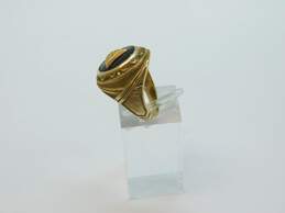 VNTG 10K Yellow Gold Onyx 'IYOB FILIAE' Mason Ring 7.7g alternative image