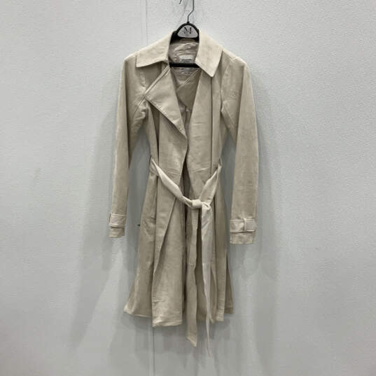 NWT Womens Beige Long Sleeve Open Front Belted Trench Coat Size Large image number 1