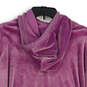 Womens Purple Velour Long Sleeve Drawstring Pullover Hoodie Size Large image number 4