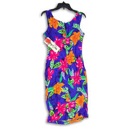 NWT Womens Multicolor Floral V-Neck Sleeveless Back Zip Sheath Dress Sz 7/8 alternative image