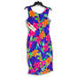 NWT Womens Multicolor Floral V-Neck Sleeveless Back Zip Sheath Dress Sz 7/8 image number 2