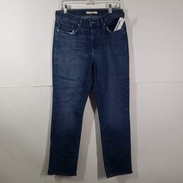 Womens Classic Fit Medium Wash Denim 5-Pocket Design Straight Leg Jeans Size 10