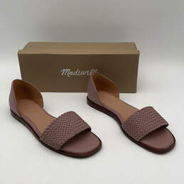 NIB Womens NK049 Pink Woven Leather Slip-On D'orsay Flat Sandals Size 8.5