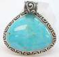 Barse 925 Southwestern Composite Turquoise Cabochon Scrolled Overlay Teardrop Statement Pendant 50.8g image number 1