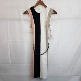 Calvin Klein striped colorblock dress with belt 2 nwt alternative image