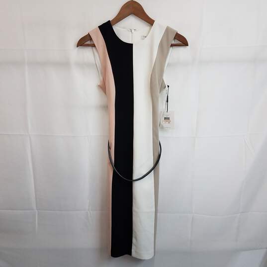 Calvin Klein striped colorblock dress with belt 2 nwt image number 2
