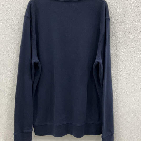 Mens Blue Long Sleeve Tailored Fit Quarter Zip Pullover Sweater Size XL image number 2